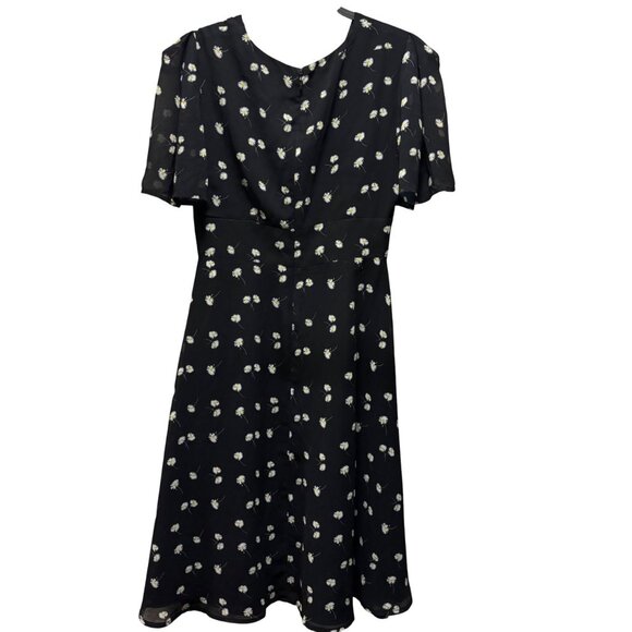 Alexia Admor Floral Black Midi Dress With Puff Sleeves Size 6 - Picture 3 of 8